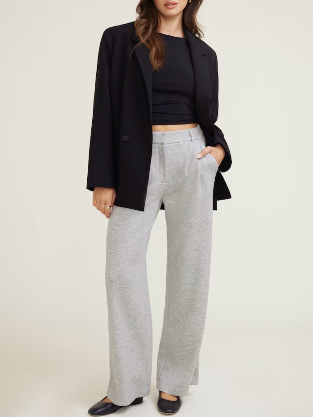 Dynamite Light Gray Wide-Leg Trousers